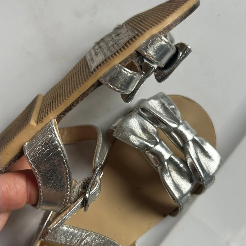 Janie and Jack Baby Girl Silver Bow Sandal Size 3